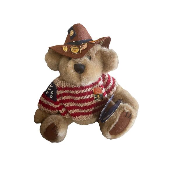 The Brass Button Bear Collection Cody American Flag Sweater Plush Bear 15 pins - Picture 1 of 5